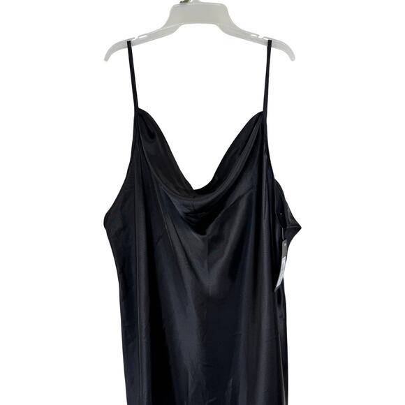 Bebe Dress 3X Black Slip Midi Cowl Neck Satin Style Plus Size Made in USA NWT - Picture 5 of 14